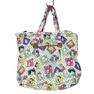Flintstones Fred Flintstone 1994 Tote Hanna Barbera Zip Bags VTG White Y2k